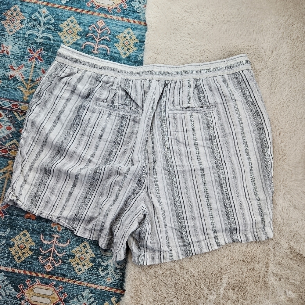 Cato Gray White Striped Linen Blend Shorts 18/20W - Picture 5 of 6